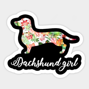 Dachshund Girl Floral Pattern Sticker